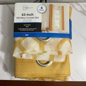 Mainstays Gold Grommet Window Curtain Set